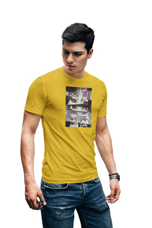Yellow - 2XL Rage Eyes Naruto T shirt For Men