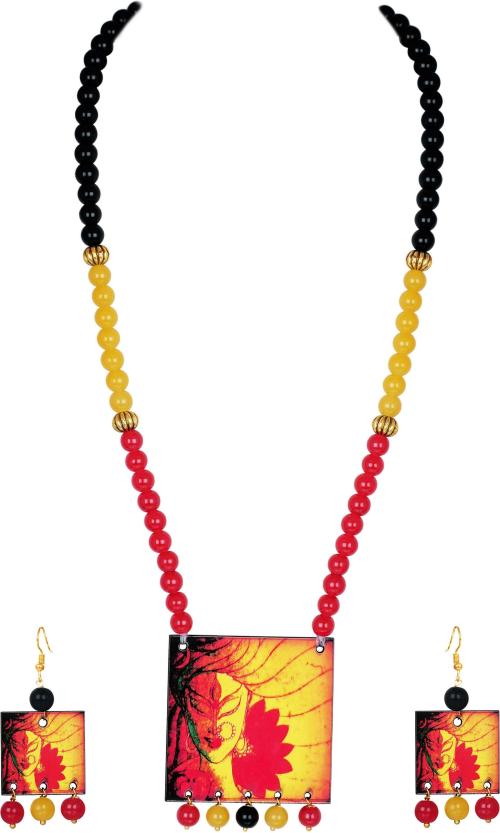 TAP Fashion Gold Plated Copper Jewellery Set (Black, Yellow, Red) JioMart