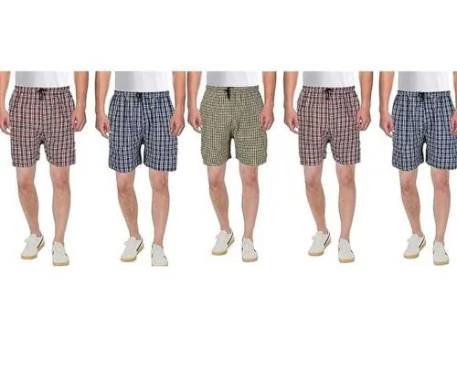 Awala Fashion Men's Boxers Cotton Check Shorts for Men (Combo Pack 5)