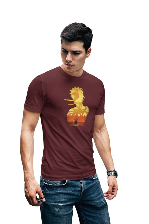 Maroon - XL Unpredictable Ninja Naruto T shirt For Men TeesTheDay