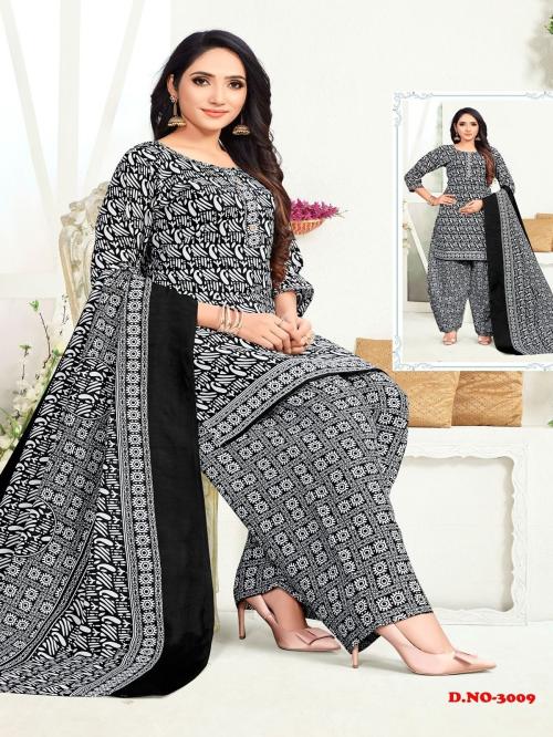 LABEL DE VEDA Traditional Raven Black Cotton Unstitched Printed Women's Salwar Suit Dress Material with Dupatta