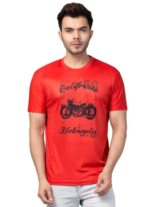 HVN Men Graphic Print Round Neck Red T-Shirt X-Large Man tshirt/ Tshirt for men/ T shirt/ Mens tshirt/ Men's Half Sleeves Tshirts