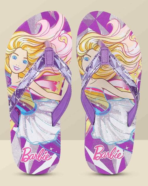 Kidsville Kids Girls Barbie Printed Purple Flip Flop