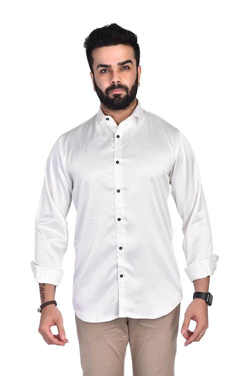 Selyem Men White Casual Shirt White 7XL