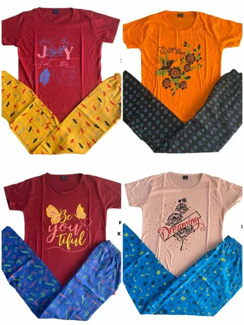 Scooboo cotton multi colour women XL night suit set pack of any 2