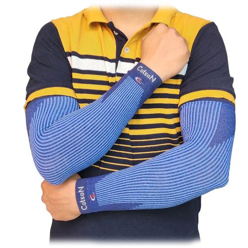 COTSON Cotton Biking arm covers (Blue, 1 Pair)