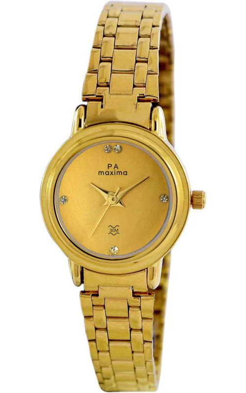 Maxima Analog Gold Dial Gold Strap Watch For Women (07161CMLY) JioMart