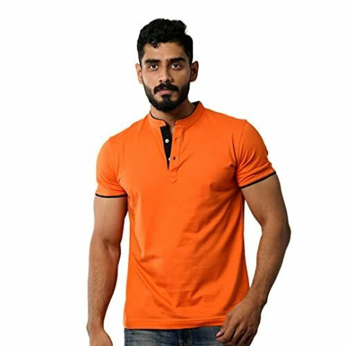 NASH Men Orange Solid Cotton T-Shirt - XS