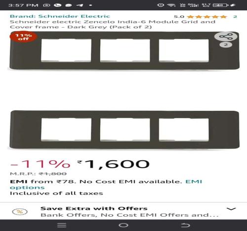 LINK O MOON Livia Plastic 12 Module Grid and 12 Module Cover Frame (White)