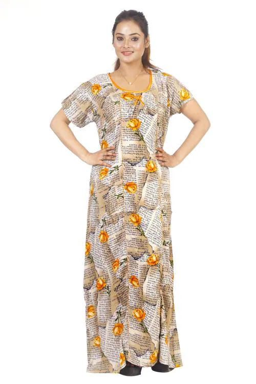 GOODPOINT STYLISH WOMEN YELLOW COLOUR RAYON NIGHTY