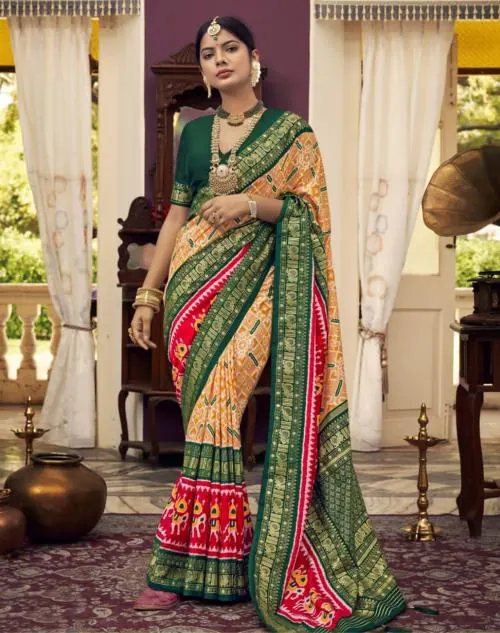 Siril Art Silk Orange Color Saree with Blouse piece