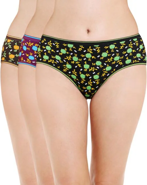 Bodycare women's combed cotton assorted Hipster Panty Pack of 3 ( 500D )