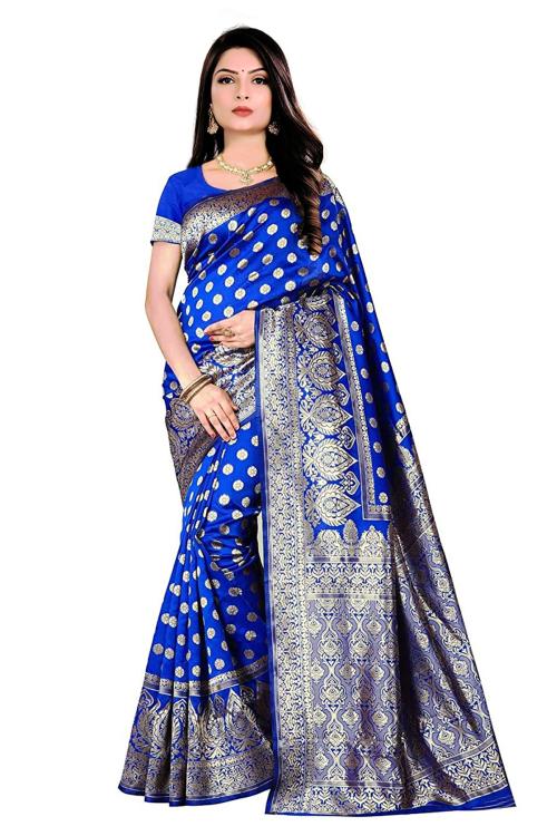 Aldwych Royal Blue Designer Banarasi Silk Saree