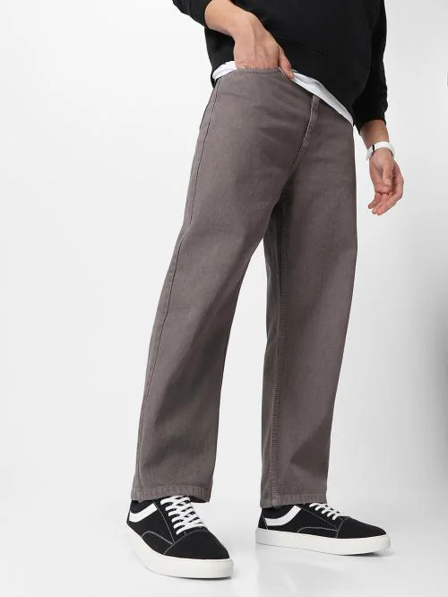 Urbano Fashion Men's Light Chocolate Loose Fit Washed Jeans Non-Stretchable