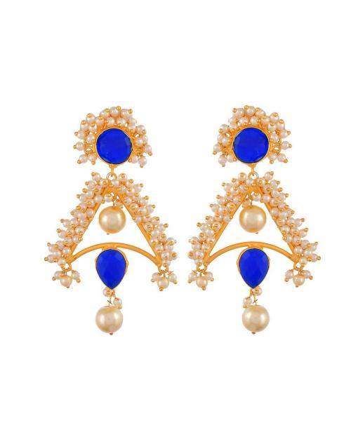 Silvermec Design Gold Plated Stone Studded Gold (Women) Drop Earrings