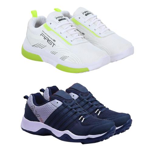 Buy Birde Men's Sport Shoes Combo of 2 (White, Blue) Online at Best