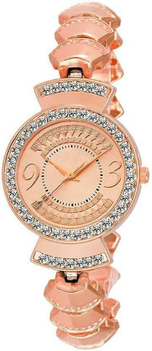 HRV Rose Gold Dial Rose Gold Strap Analog Watch For Women