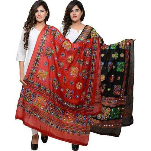 KKC -KIANA DRESSES Women Multicolor Embroidered Cotton Blend Dupatta