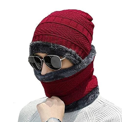 Woolen Warm Unisex Bannie with Neck Warmer Cap