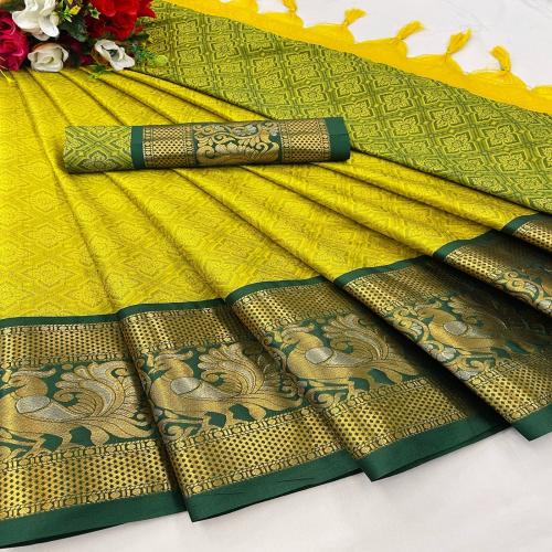 Ellics Enterprise Wonderful Soft Silk Saree With Blouse Piece For Women (Green)