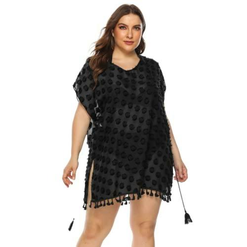 Plus Curvves Plus Size Swimsuit Cover Up Black - 5XL