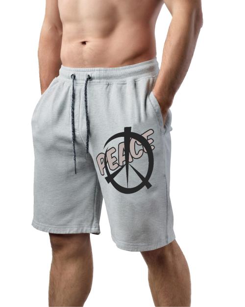 Southcity Men Grey Cotton Regular Shorts for All Season- Running, Gym, Workout, Yoga Shorts -Peace Printed-S