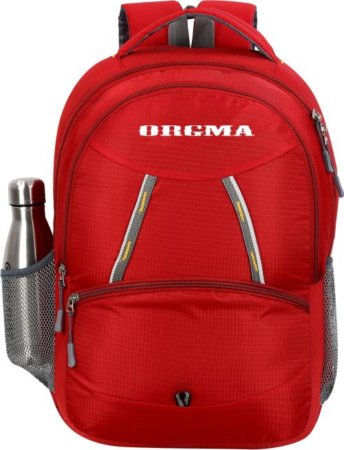 Orgma Red Polyester, Fabric Laptop Backpack For Men And Women - 30 L