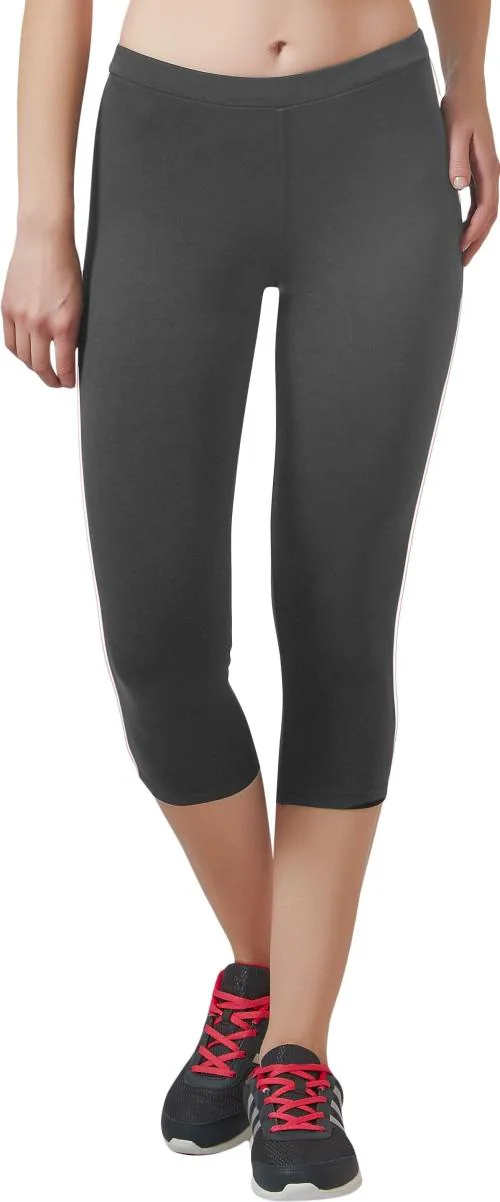 Lactra Essential 3/4 Track pant Grey Yoga Gym Workout & Active Sports Fitness Leggings for Women