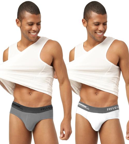 FREECULTR Men's Smoke Grey, Cloud White Solid Pure Modal Briefs