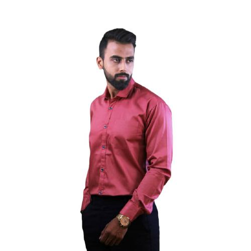 Vastra Men Rust Solid Cotton Slim Fit Casual Shirt With Spread Collar And Full Sleeves (XL)