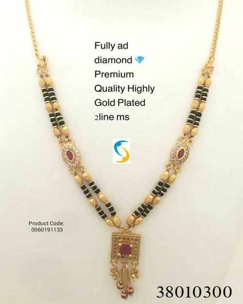 shreenathji jewellery DESIGNER GOLD PLATED TWO LINE AD DIAMOND MS