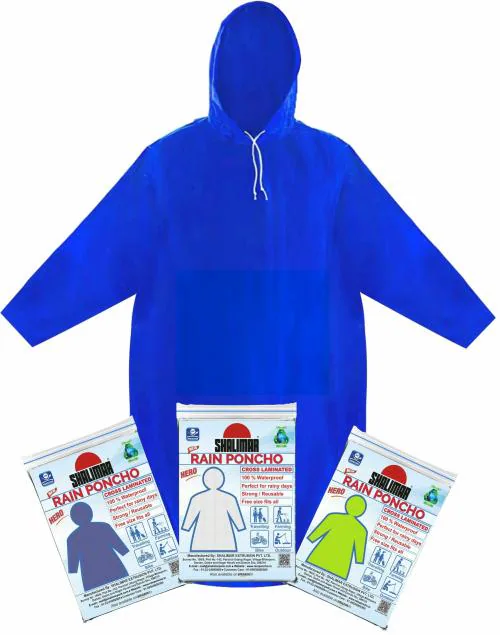 Shalimar Cross Laminated Reusable Unisex Rain Poncho Hero Multi Color (Pack of 4)