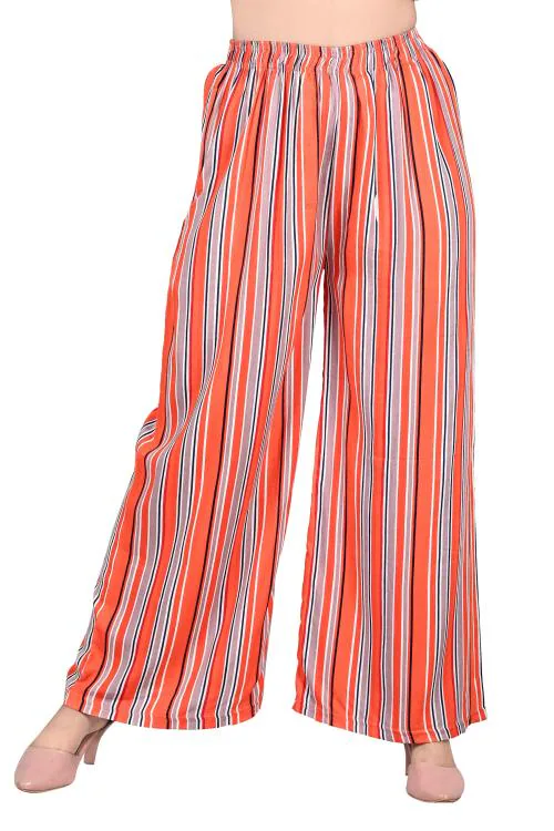 GOODPOINT STYLISH WOMEN ZIP POCKET ORANGE COLOUR RAYON PALAZZO