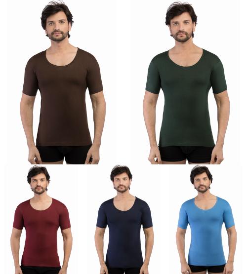 Buy VIP Supreme Men's Half Sleeve Cotton Vest (Pack of 5) Online at