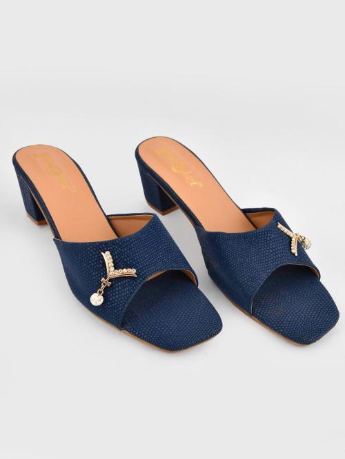 glamZkart Blue Classic Open-Toe Heels For Women