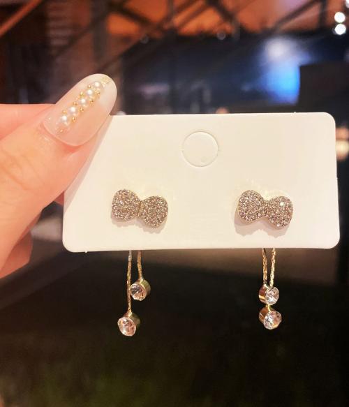 Vembley Korean Two-wear Bowknot Tassel Sweet Stud Earrings