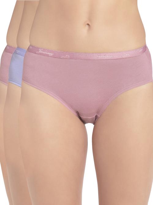 Jockey Style 1523 Women's High Coverage Super Combed Cotton Mid Waist Hipster With Ultrasoft Exposed Waistband and StayFresh Treatment - Light Assorted(Pack of 3)