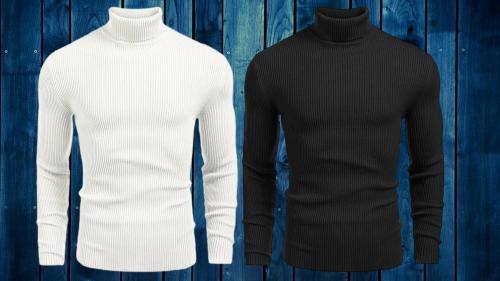 KAFF High Neck Full Sleeve sweatshirts for Mens_Ecru&Black_L