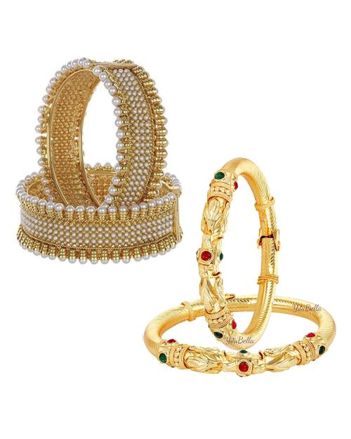 YouBella Women's Antique Gold Plated Bangle Jewellery Combo for Girls and Women (2.6)