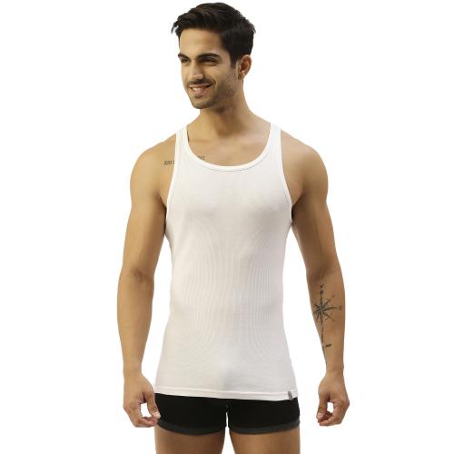 The Secret Loom Men White Solid 100% Cotton Regular Vest