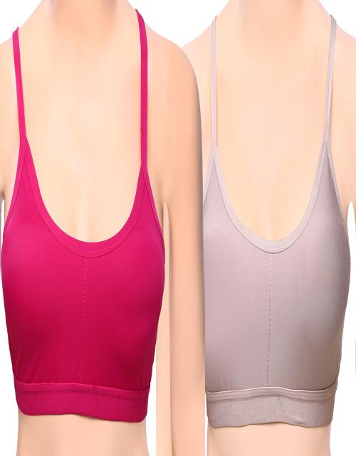 D Life Dream Life Women Lycra Lace Padded Dark Pink and Beige Full Coverage Padded Bra