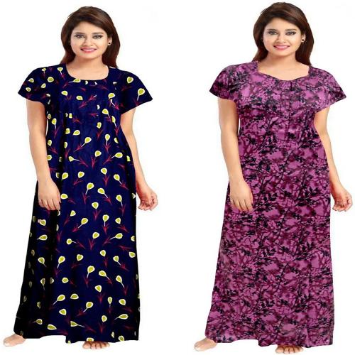 Sajao Creation Women Nighty Set (Multicolor)