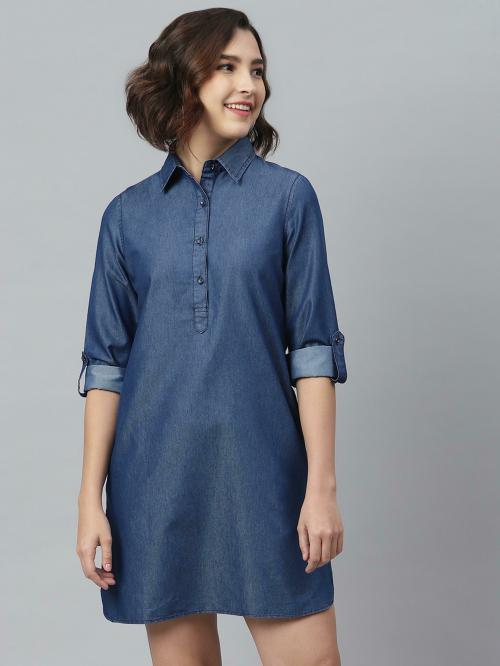 StyleStone Women Navy Solid Shirt Dresses