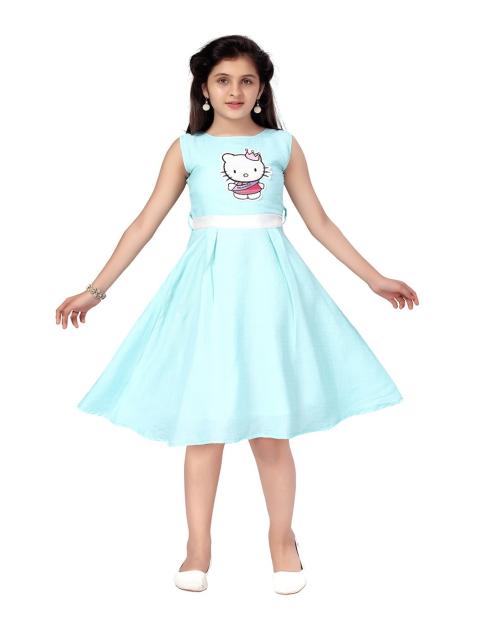 Aarika Girls Turqiouse Color Polka Dot Dress