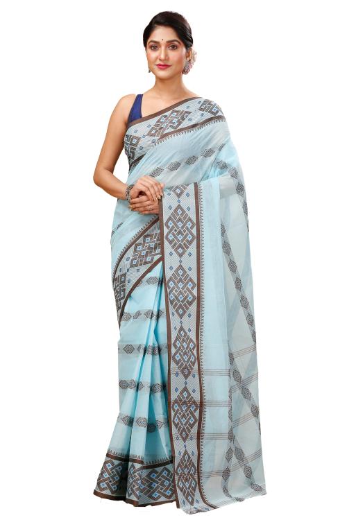 Happy creation Pure Bengali Cotton Tant Saree without blouse piece akasi