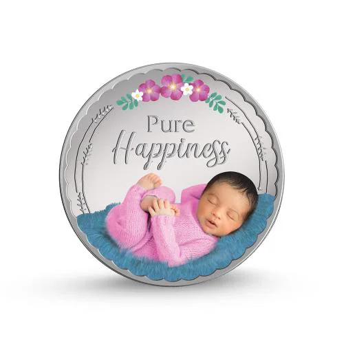 MMTC-PAMP Gift for New Born Baby Pure Silver Coin, 20 g Pink