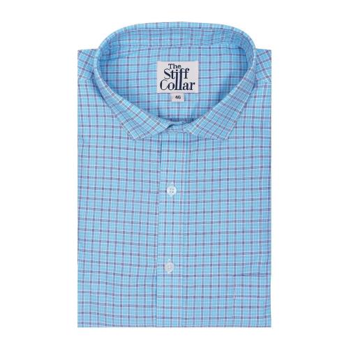 The Stiff Collar Men Blue Checks Cotton Shirts - 46