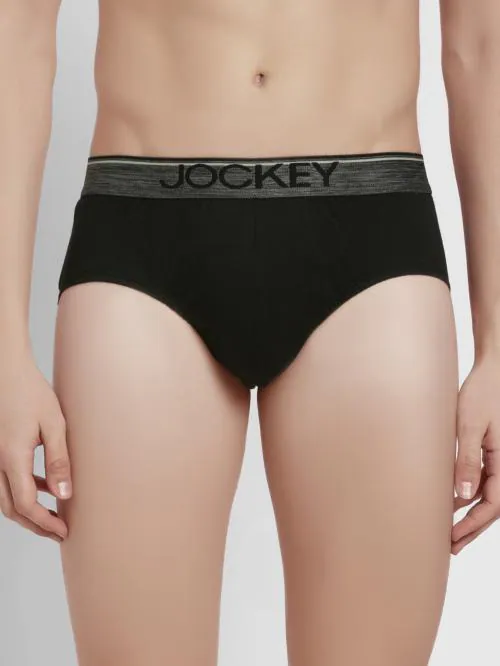 Jockey 8037 Men's Black Solid Cotton Briefs