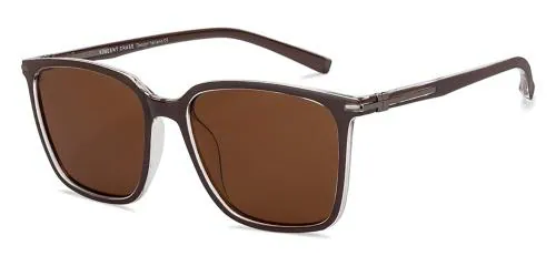 VINCENT CHASE EYEWEAR Polarized and UV Protected Square Full Rim Brown Sunglasses (Men and Women) - Large (Vc S14459)