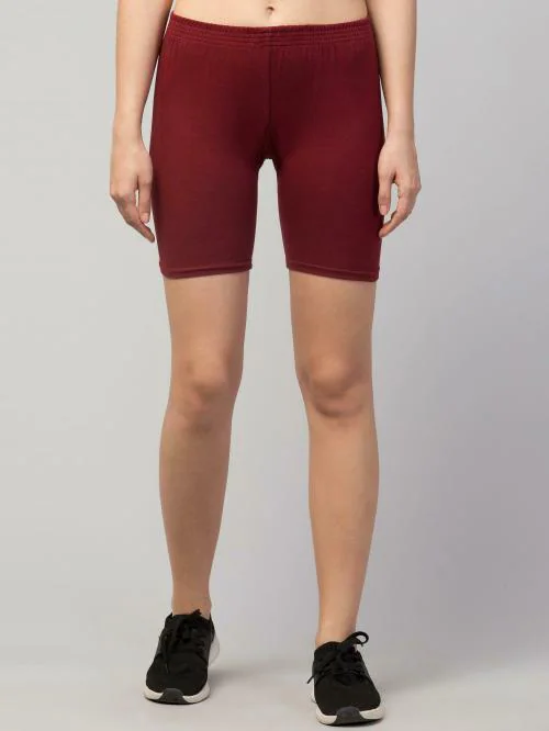DRAXSTAR Solid Women Maroon Cycling Shorts